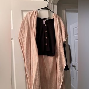 Tan Sleeveless Coverup with Hood